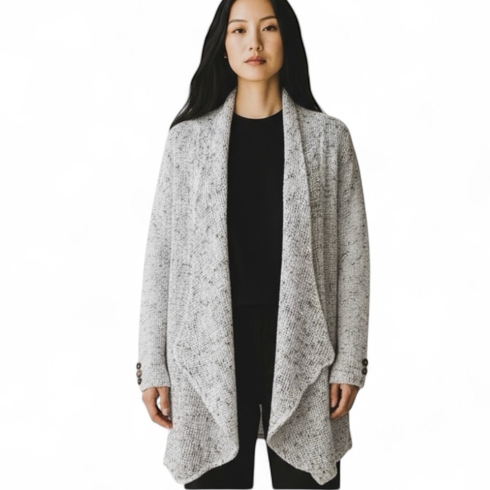 Keren Hart Mesh Open Knit Cardigan  Cream with Onyx Cotton Blend XL